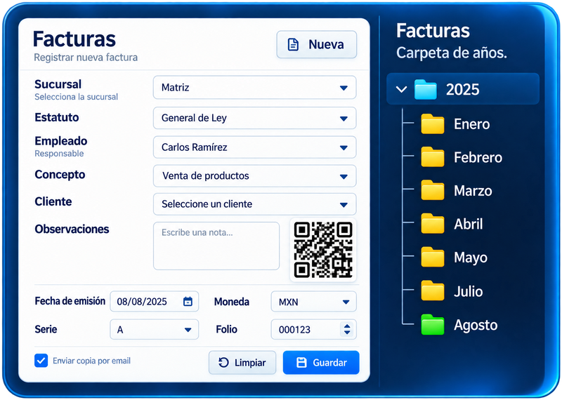 Vista del procesador de facturas