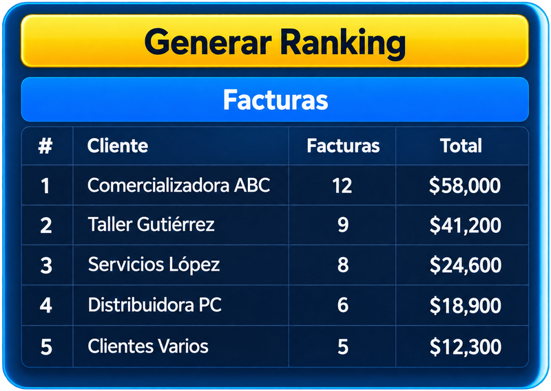 Vista de reportes y ranking
